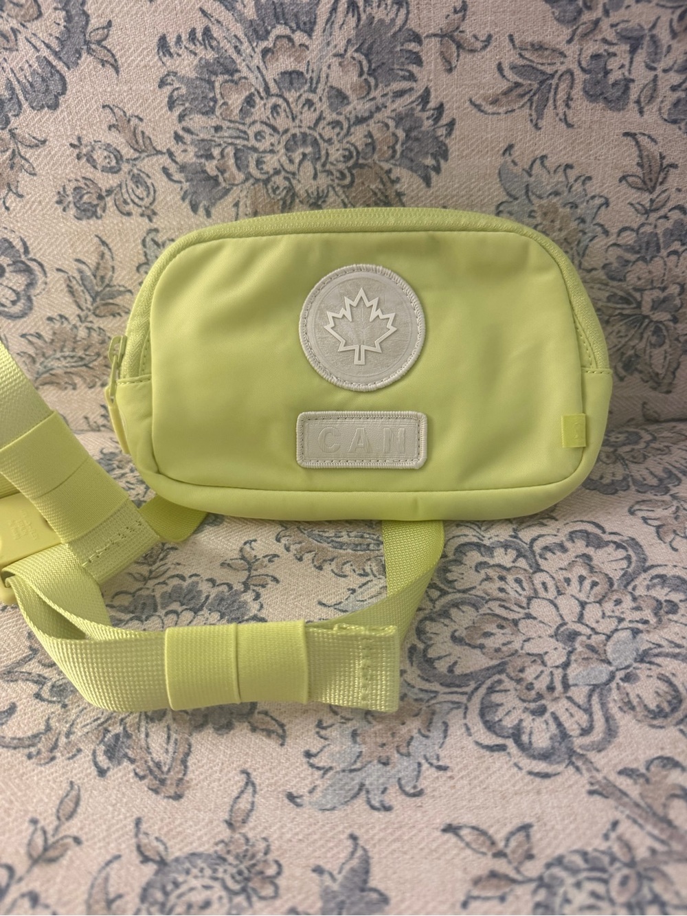 lululemon athletica Neon Lime Crossbody Pouch with Maple Patch